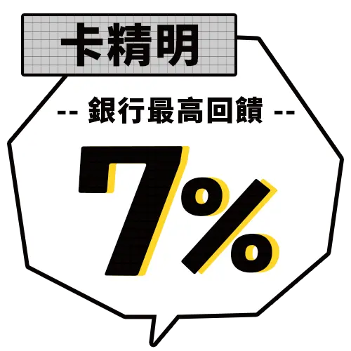 卡精明銀行最高回饋7%